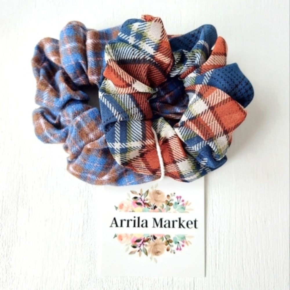 2 Plaid Scrunchies